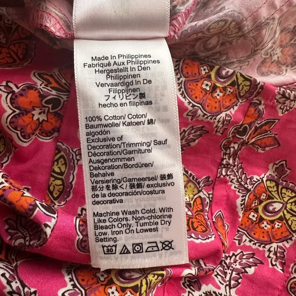 J. Crew Collection Puff-sleeve squareneck top in Ratti® pink blooms print Sz 4